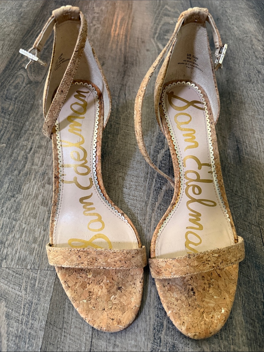 Sam Edelman Cork Open-Toe Ankle Strap Sandals in Natural
